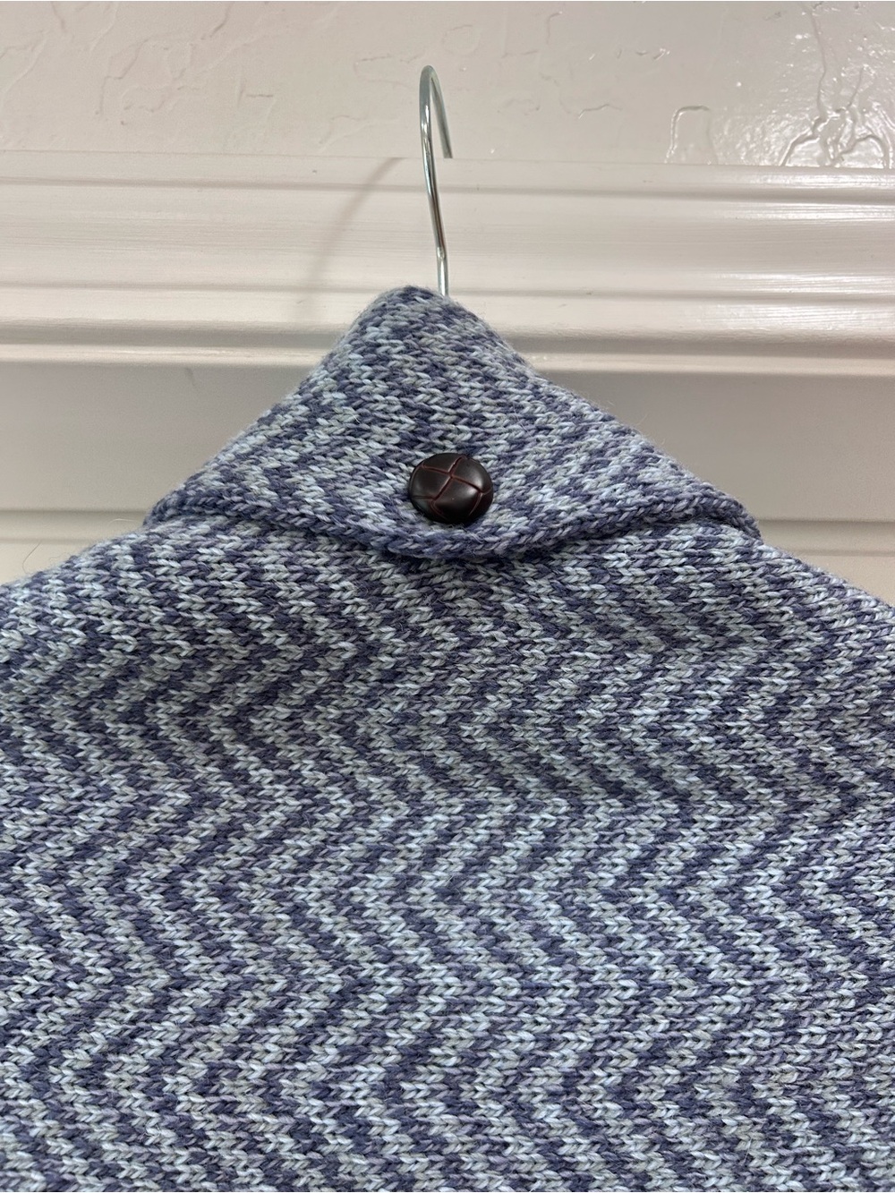 Blue Herringbone Button-Front Cape / Wrap - Picture 6 of 9